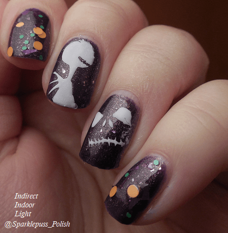 Deadly Nightshade by Lucky 13 Lacquer with nail art 2