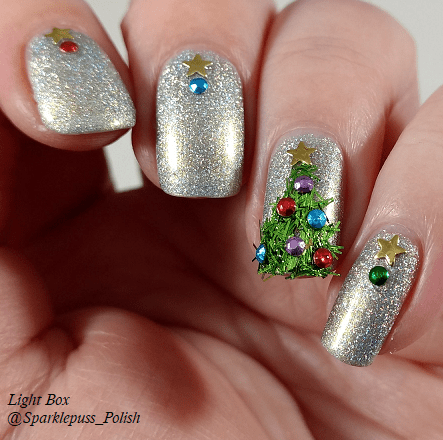 Alicia by Zoya Christmas tree nail art